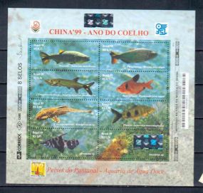 BRASIL sheet - FISH  Animals On Stamps   Asia Stamp Collecting Birds of Prey Owls Hawks Eagles Animals  Bangladesh  Elephant Marine life Leopard   Spotted Deer Belize  Bear Tiger  Stamps  Topical Stamps  Wildlife  