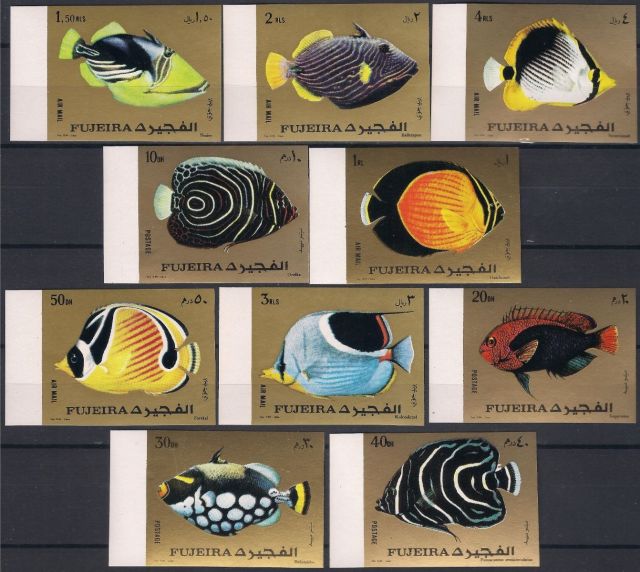 Fujeira 1972 - Marine Fishes - stamps - fish stamp collection - topical stamp collecting  animals on stamps   wildlife postage stamps  tropical fish  