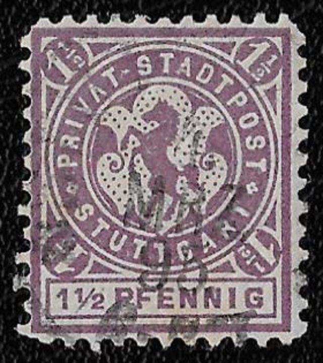 1887 Stuttgart Baden-Wurttemberg Germany Jumping Horse 1.5pf Local cd-1895  postage stamps  horses on stamps  animals on stamps wildlife stamps topical stamp collecting thematic stamp collector  collecting postage stamps as a hobby horse breeds types of horses stamp collector of fauna wild animals on stamps wildlife on stamps mammals on stamps postage stamps of the world  