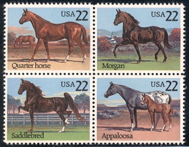 US Scott #2155-2158 Horses horses on stamps  animals on stamps wildlife stamps topical stamp collecting thematic stamp collector  collecting postage stamps as a hobby horse breeds types of horses stamp collector of fauna wild animals on stamps wildlife on stamps mammals on stamps postage stamps of the world   FDC